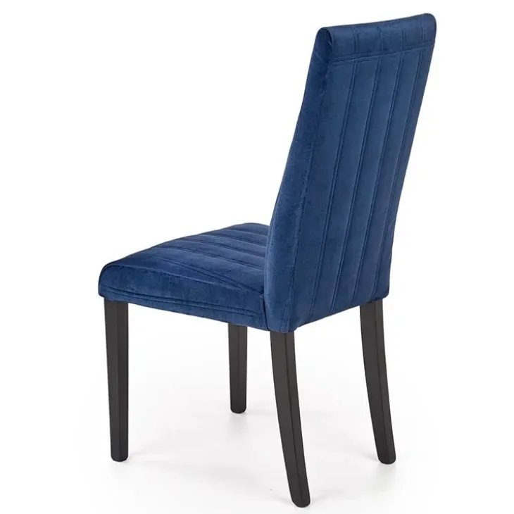 Sedia sala da pranzo imbottita in velluto blu Soledad