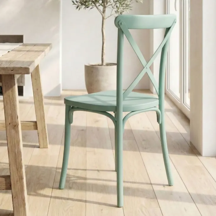 Sedia sala da pranzo impilabile moderna in polipropilene verde acqua Sofia