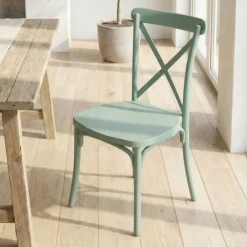 Sedia sala da pranzo impilabile moderna in polipropilene verde acqua Sofia