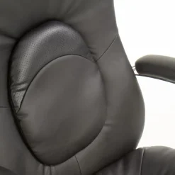 Sedia ufficio con ruote e braccioli imbottita in ecopelle nero Serafino