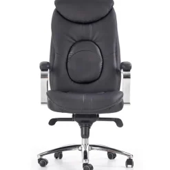 Sedia ufficio con ruote e braccioli imbottita in ecopelle nero Serafino