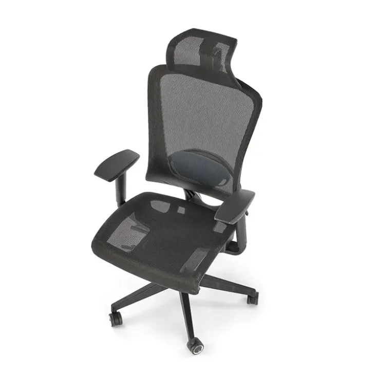 Sedia ufficio regolabile con ruote in tessuto nero Bonito