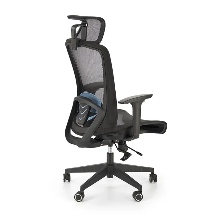 Sedia ufficio regolabile con ruote in tessuto nero Bonito