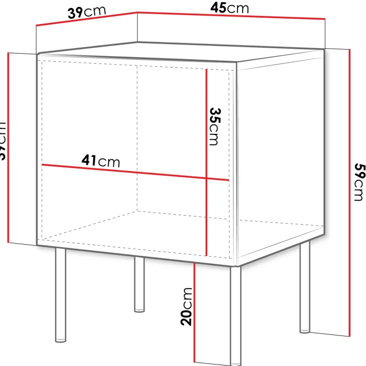 Set 2 comodini 45x59h cm 1 anta bianco opaco Stark