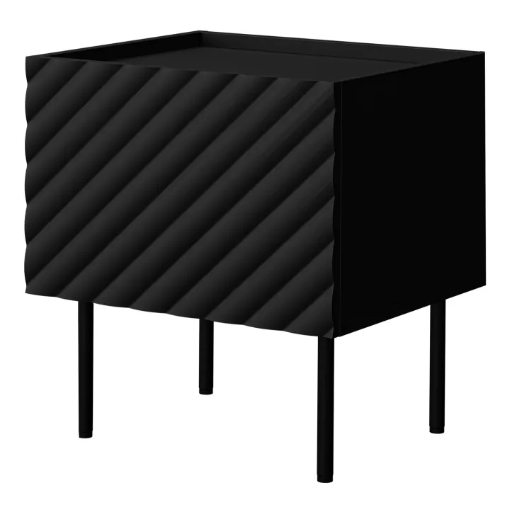 Set 2 comodini 47x52h cm 1 anta con frontali decorati nero Daniele
