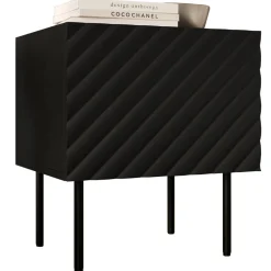 Set 2 comodini 47x52h cm 1 anta con frontali decorati nero Daniele