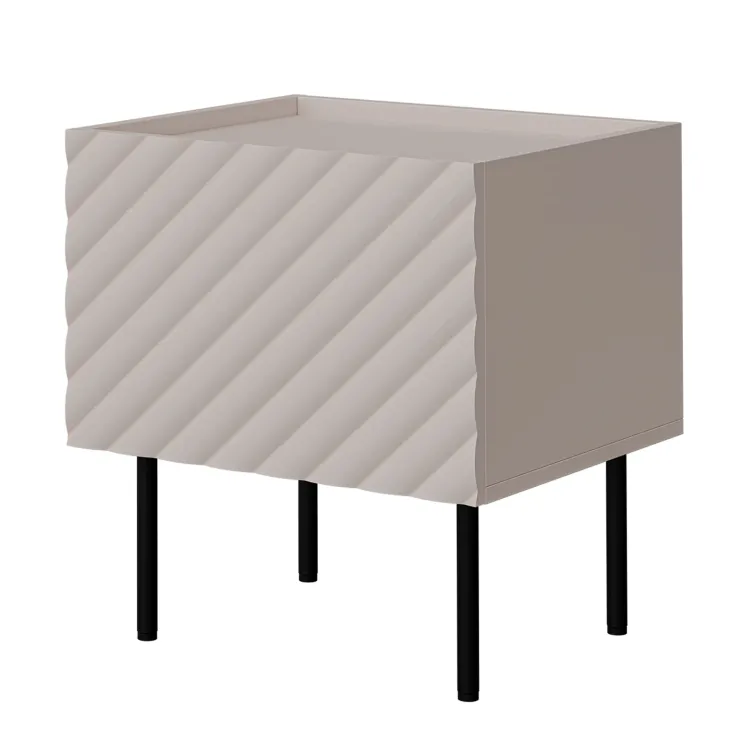 Set 2 comodini 47x52h cm 1 anta con frontali decorati beige Daniele
