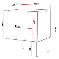 Set 2 comodini 45x59h cm 1 anta nero opaco Stark