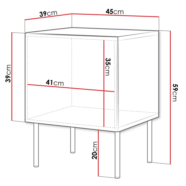 Set 2 comodini 45x59h cm 1 anta nero opaco Stark
