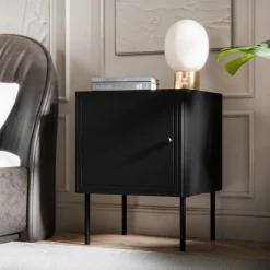 Set 2 comodini 45x59h cm 1 anta nero opaco Stark
