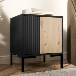 Set 2 comodini 44x49h cm 1 anta rovere nero Duble