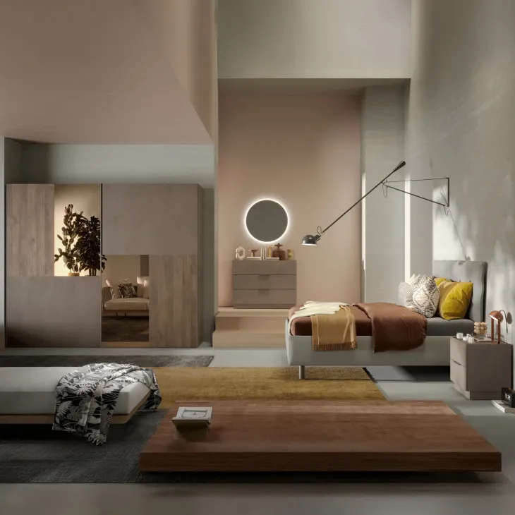 Set 2 comodini 50x52h cm 2 cassetti marrone bronzo rovere scuro Silky