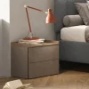 Set 2 comodini 53x51h cm 2 cassetti marrone bronzo rovere scuro Brunny