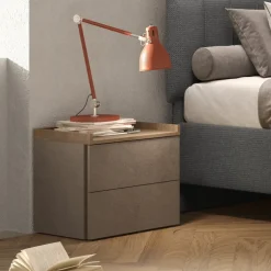 Set 2 comodini 53x51h cm 2 cassetti marrone bronzo rovere scuro Brunny