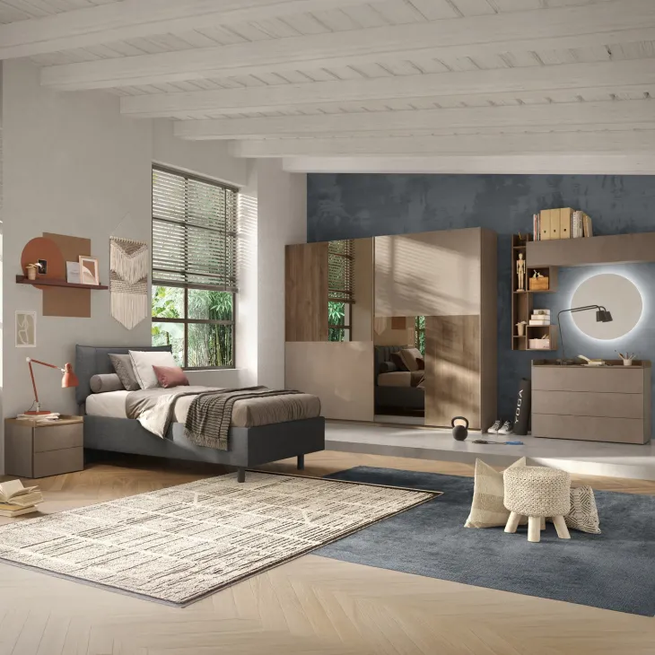 Set 2 comodini 53x51h cm 2 cassetti marrone bronzo rovere scuro Brunny