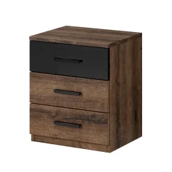 Set 2 comodini 46x56h cm 3 cassetti rovere scuro nero lucido Cortina Gihome®