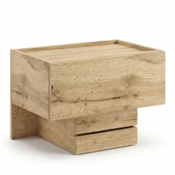 Set 2 comodini 45x32h cm 1 cassetto moderno quercia Tamika