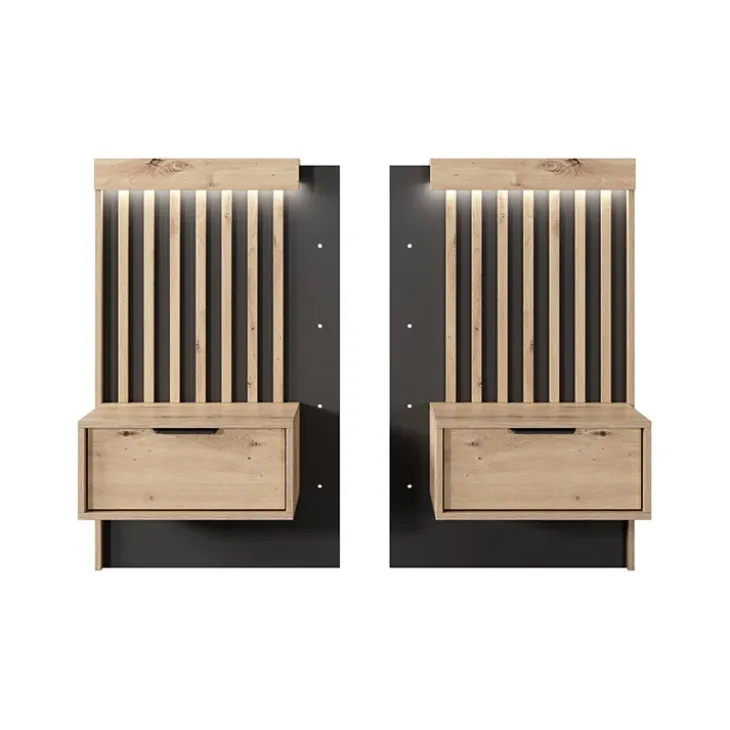 Set comodini 50x104h cm con cassetto rovere antracite Rubik