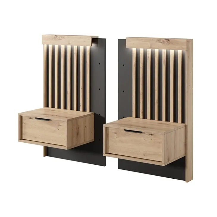 Set comodini 50x104h cm con cassetto rovere antracite Rubik