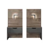 Set comodini 52x100h cm con led grigio quercia Dable