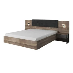 Set comodini 52x100h cm con led grigio quercia Dable