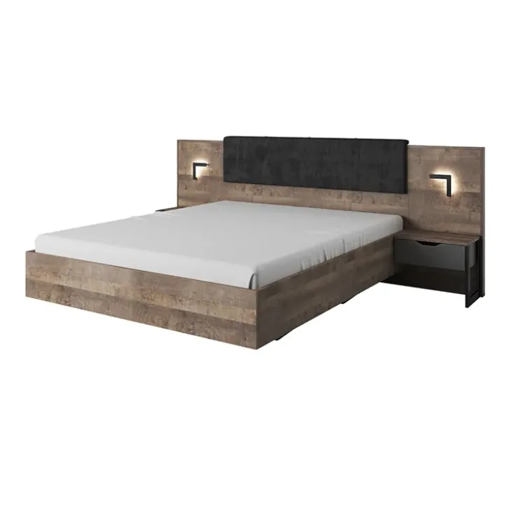 Set comodini 52x100h cm con led grigio quercia Dable