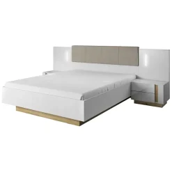 Set 2 comodini 60x102h cm design bianco lucido rovere Noa