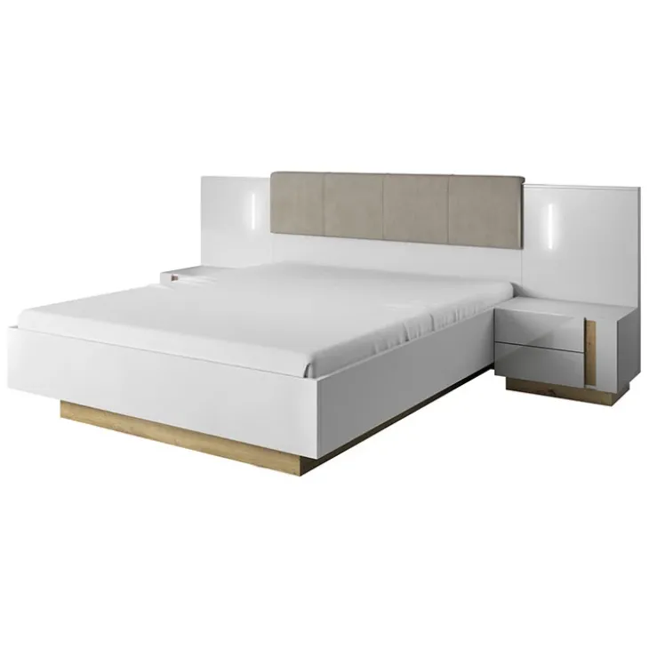 Set 2 comodini 60x102h cm design bianco lucido rovere Noa