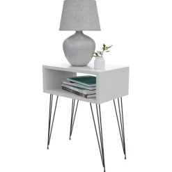 Set 2 comodini 45x59h cm moderni design industrial bianco Jamar