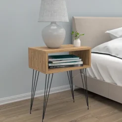 Set 2 comodini 45x59h cm moderni design industrial rovere Jamar