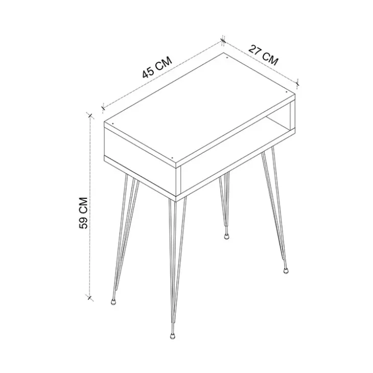 Set 2 comodini 45x59h cm moderni design industrial rovere Jamar