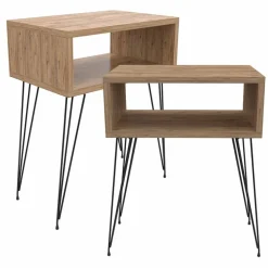Set 2 comodini 45x59h cm moderni design industrial rovere Jamar