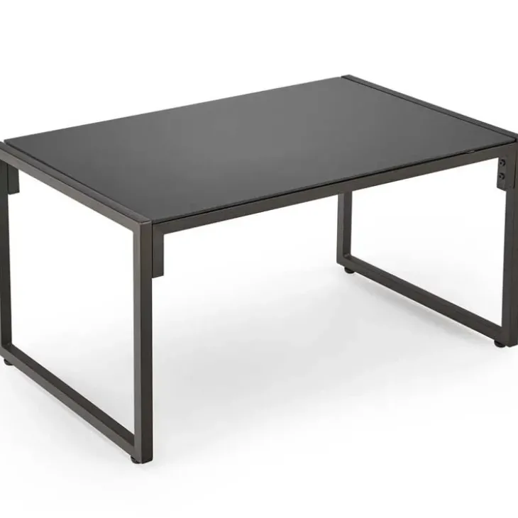 Set da giardino divano, poltrona, tavolino in vetro nero marrone Surat