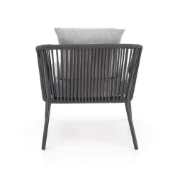 Set da giardino divano, poltrona, tavolino in vetro grigio Dalian