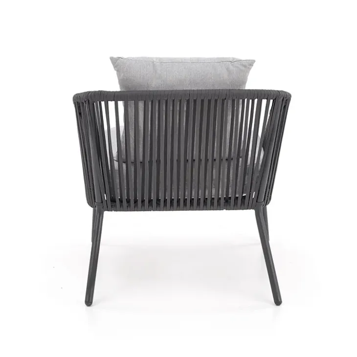 Set da giardino divano, poltrona, tavolino in vetro grigio Dalian