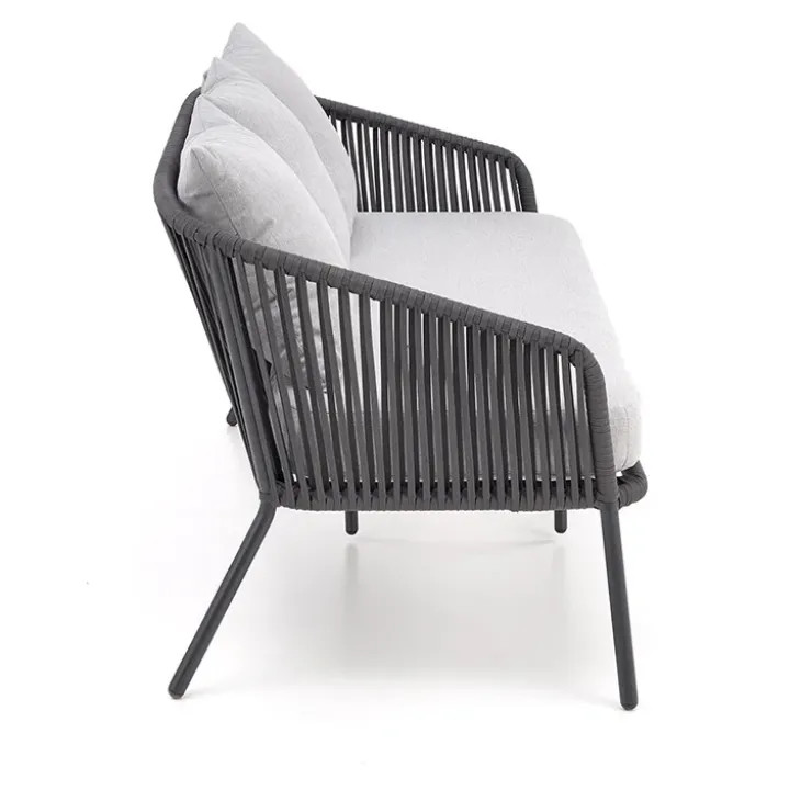 Set da giardino divano, poltrona, tavolino in vetro grigio Dalian