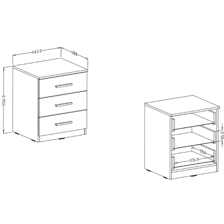 Set due comodini 46x56h cm moderni rovere scuro e nero Lisbona Gihome®