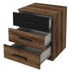 Set due comodini 46x56h cm moderni rovere scuro e nero Lisbona Gihome®