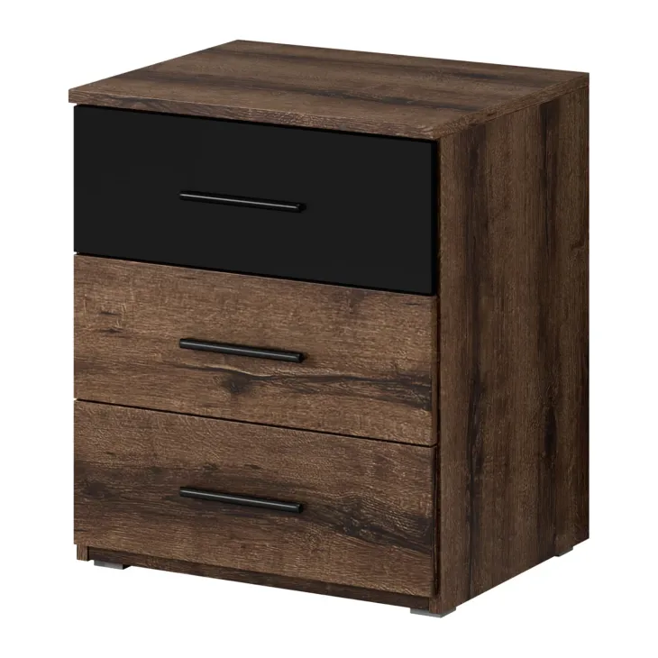 Set due comodini 46x56h cm moderni rovere scuro e nero Lisbona Gihome®