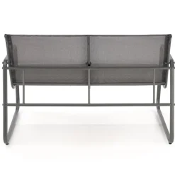 Set giardino relax 75x45cm 2 sedie divano e tavolino acciaio grigio Eden