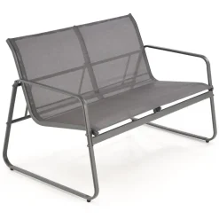Set giardino relax 75x45cm 2 sedie divano e tavolino acciaio grigio Eden