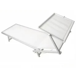 Set 2 lettini prendisole reclinabili in alluminio e textilene grigio chiaro con tettuccio Apollo