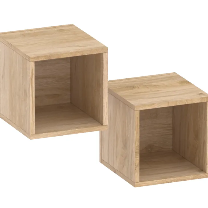Set 2 mensole cubotti 28x29h cm pensili da parete rovere chiaro Sunset