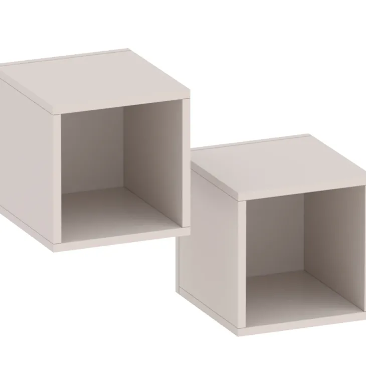 Set 2 mensole cubotti 28x29h cm pensili da parete beige Sunset