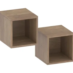 Set 2 mensole cubotti 28x29h cm pensili da parete rovere scuro Sunset