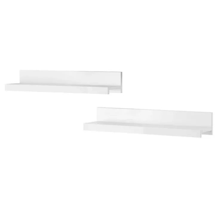 Set 2 mensole 90x15h cm da parete bianco lucido Frisk