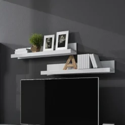 Set 2 mensole 90x15h cm da parete bianco lucido Frisk