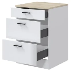 Set mobili base per cucina 180 cm componibile bianco lucido rovere Kimera