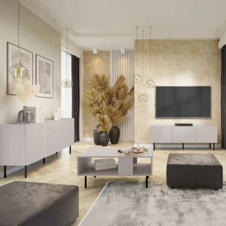 Set mobili soggiorno completo beige Daniele