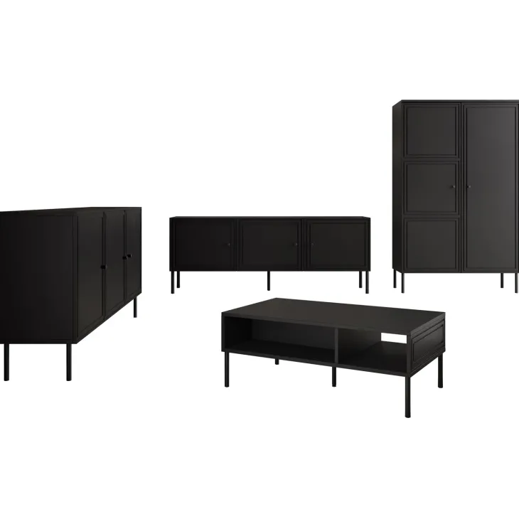 Set mobili soggiorno completo nero opaco Stark 1
